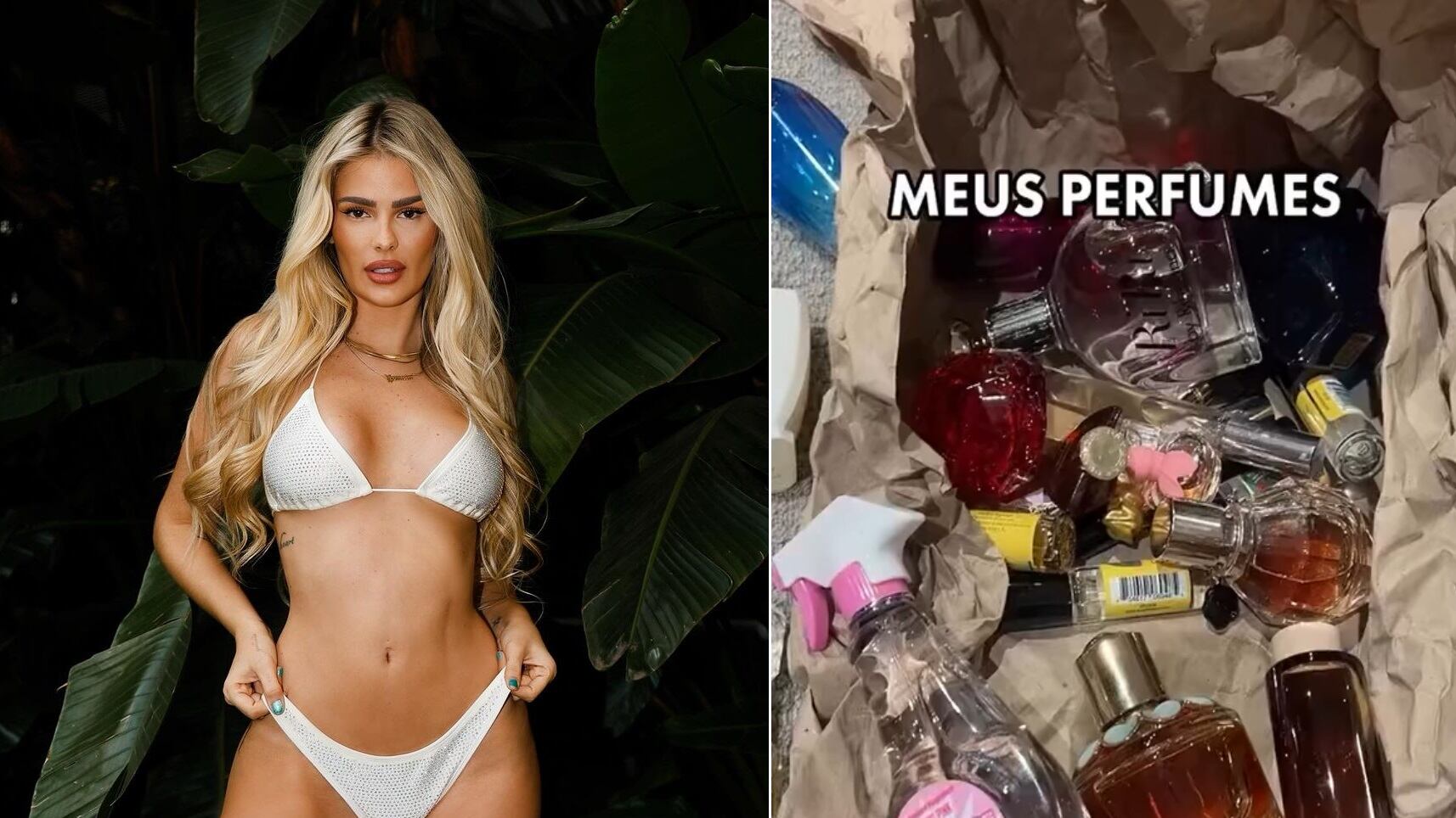 Yasmin Brunet mostra coleção de perfumes