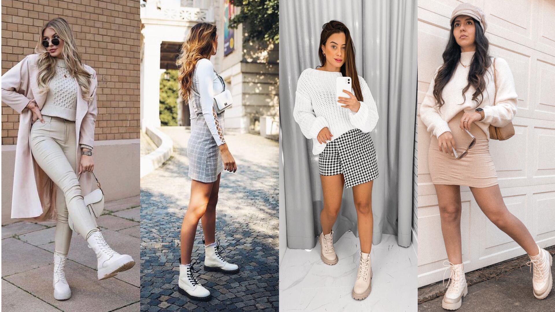 Confira 3 maneiras de usar um coturno na cor branca durante o inverno.