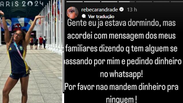 Nome de Rebeca Andrade é utilizado em golpe do WhatsApp; veja