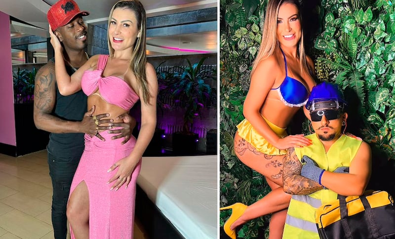 Andressa Urach e os atores que contracenaram em dois vídeos pornôs