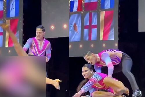 Dançarino derruba parceira durante competição