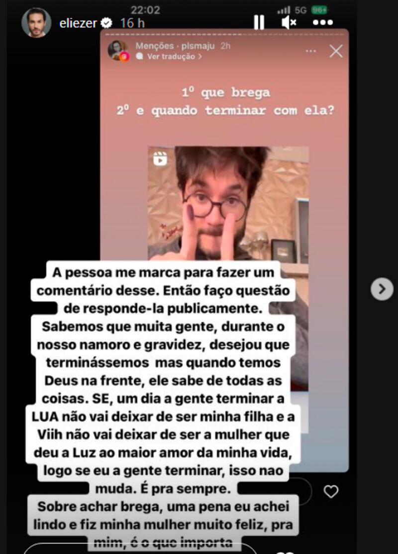 Imagem do Instagram de Eliezer