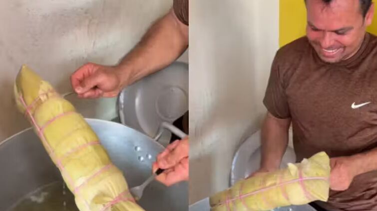 Pamonha gigante de 1 kg em Goiânia viraliza e vira sensação na internet