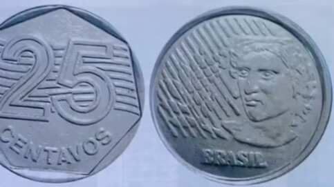 Moeda de 25 centavos pode valer R$ 2.800 se apresentar erro