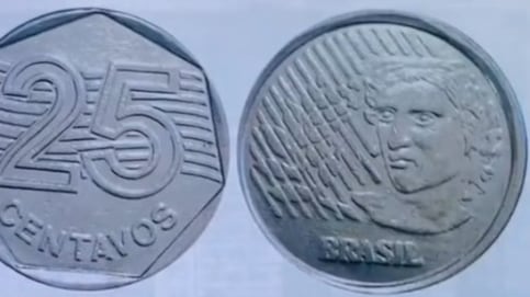 Moeda de 25 centavos pode valer R$ 2.800 se apresentar erro