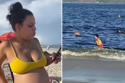 Grávida viraliza ao ter bolsa rompida na praia e decidir ir relaxar no mar