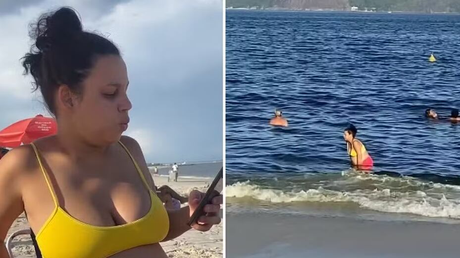 Mulher grávida viraliza após continuar na praia mesmo após o início do parto