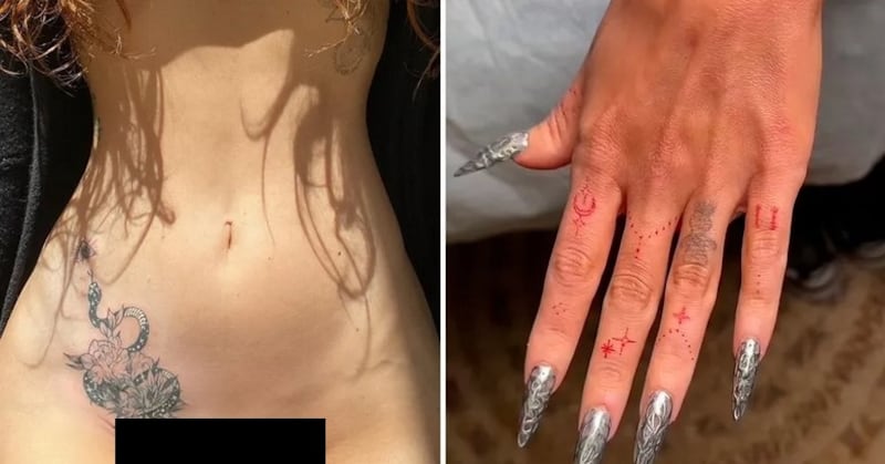 Megan Fox cobre tatuagem na virilha com cobra
