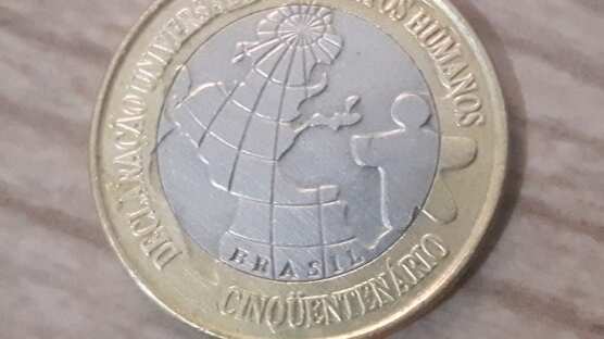 Moeda comemorativa cinquentenário da declaração dos direitos humanos