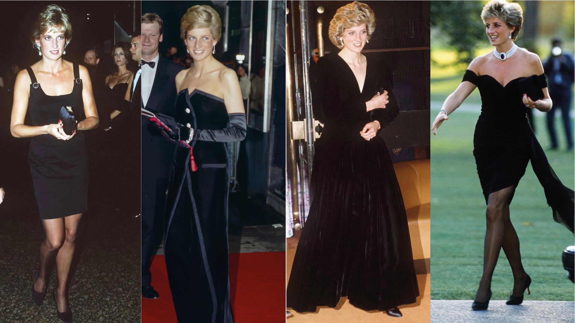 Listamos alguns looks em preto que Lady Di usou divinamente nos quais você pode se inspirar para criar composições criativas e extremamente elegantes.