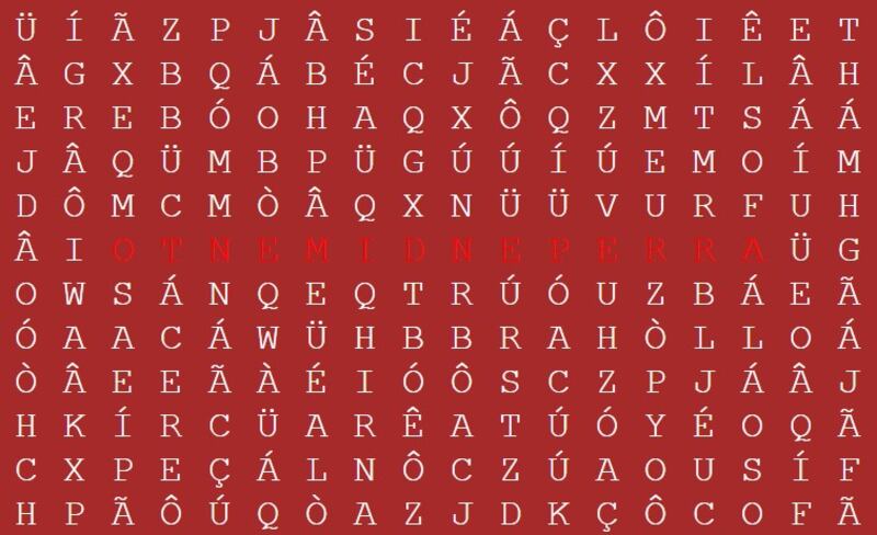 Encontre a palavra 'arrependimento' no caça-palavras