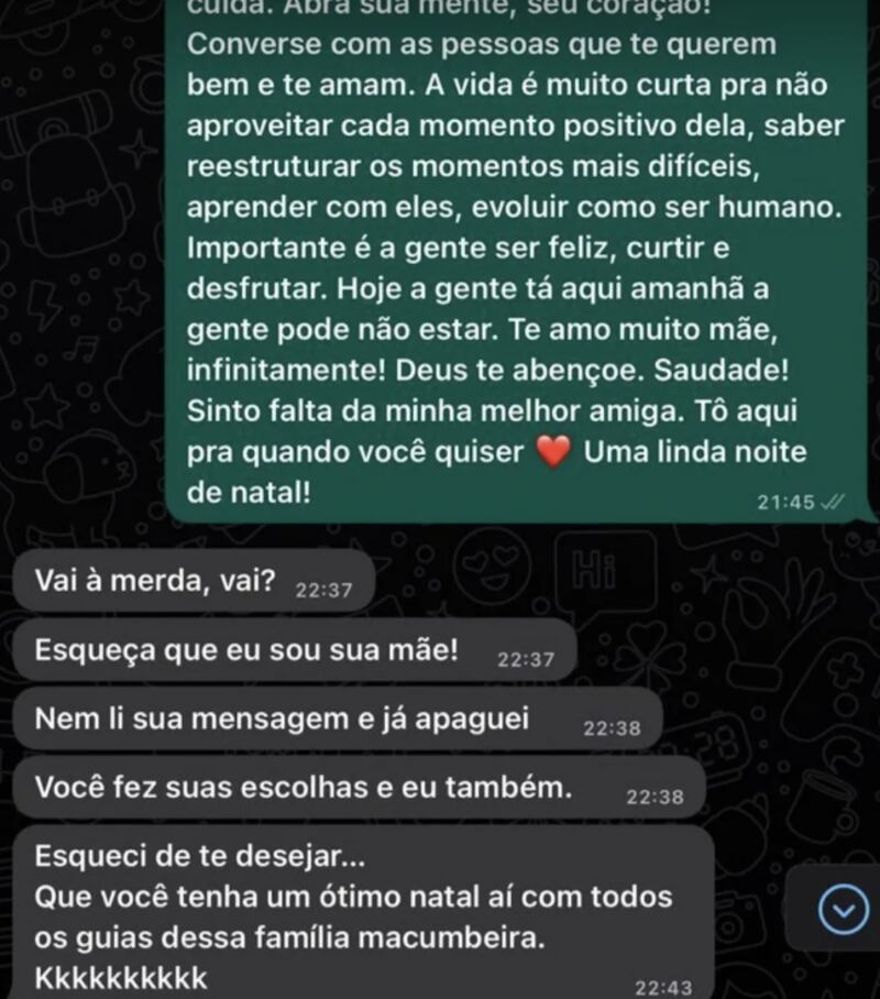 Novo trecho de mensagem é divulgado.