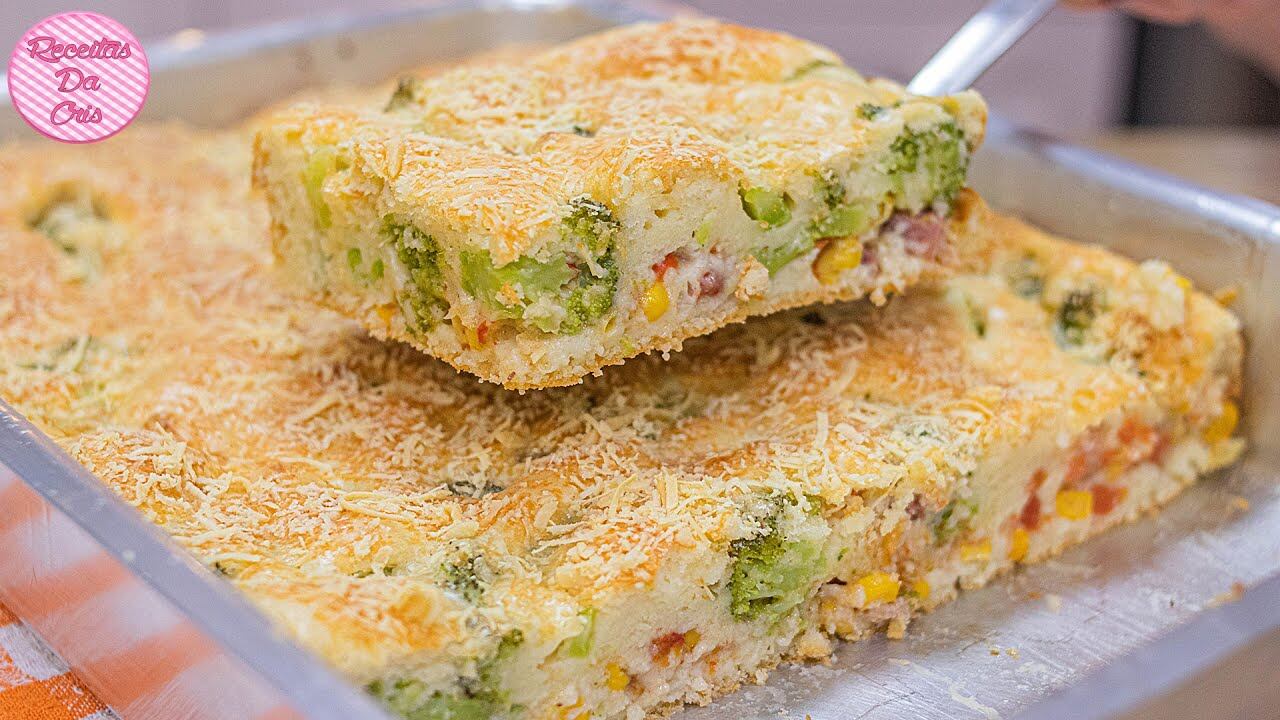 torta de brócolis de liquidificador