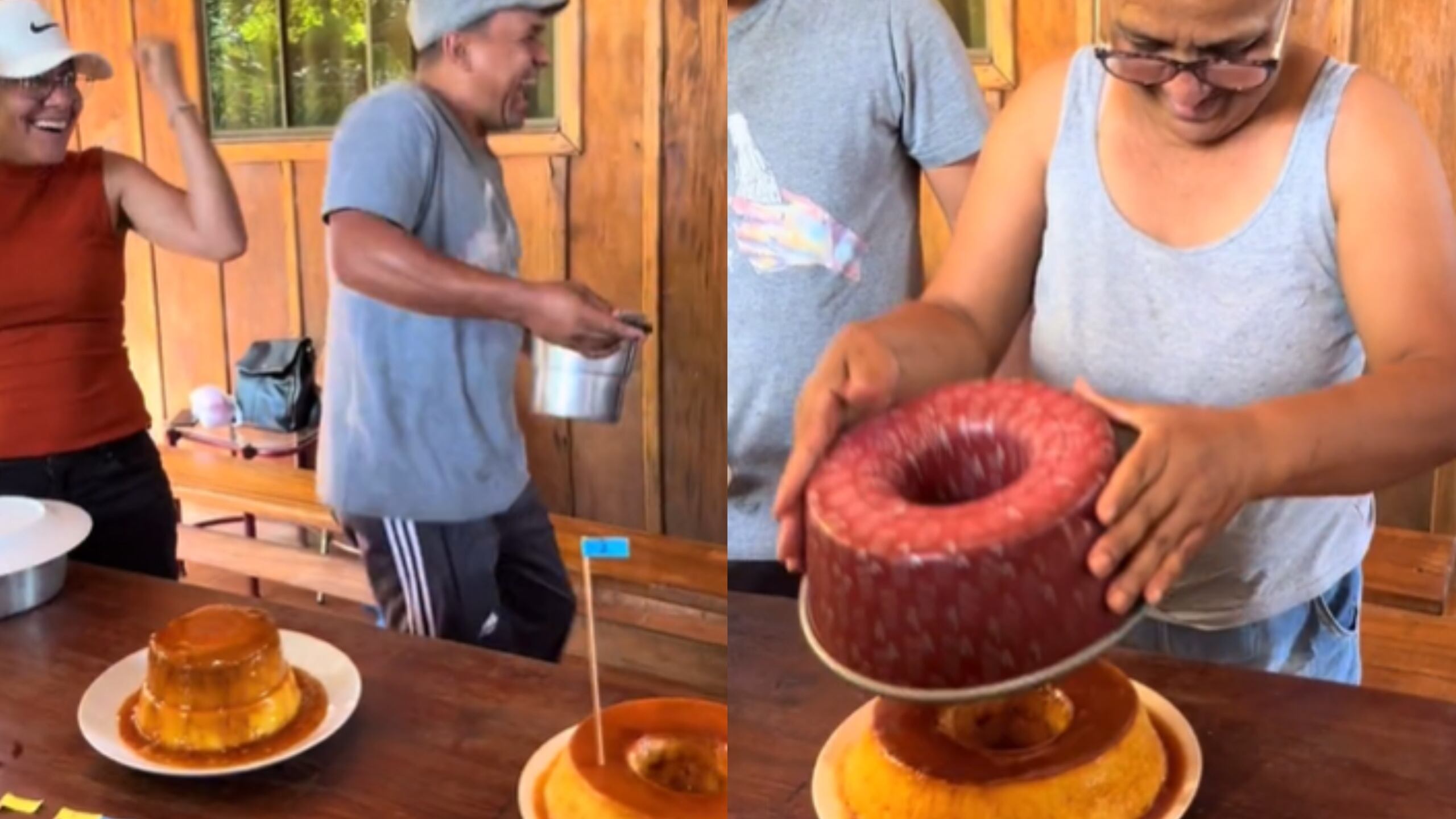 Família viraliza e diverte a web ao fazer uma competição de pudim