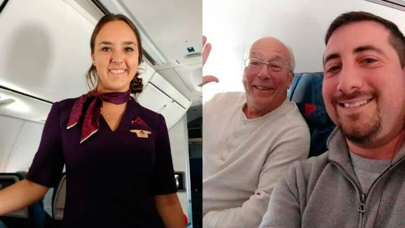 Comissária de voo e pai dividem avião