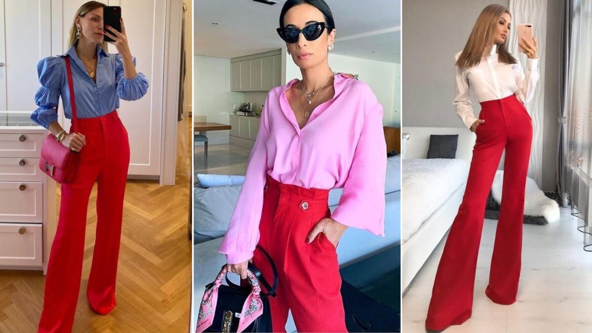 Tendencia 2024 de pantalones rojos con camisas