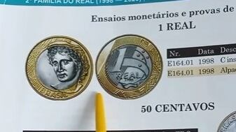 Moeda rara de 1 real com inscrição P