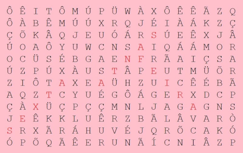 Resposta do caça-palavras de feriado.