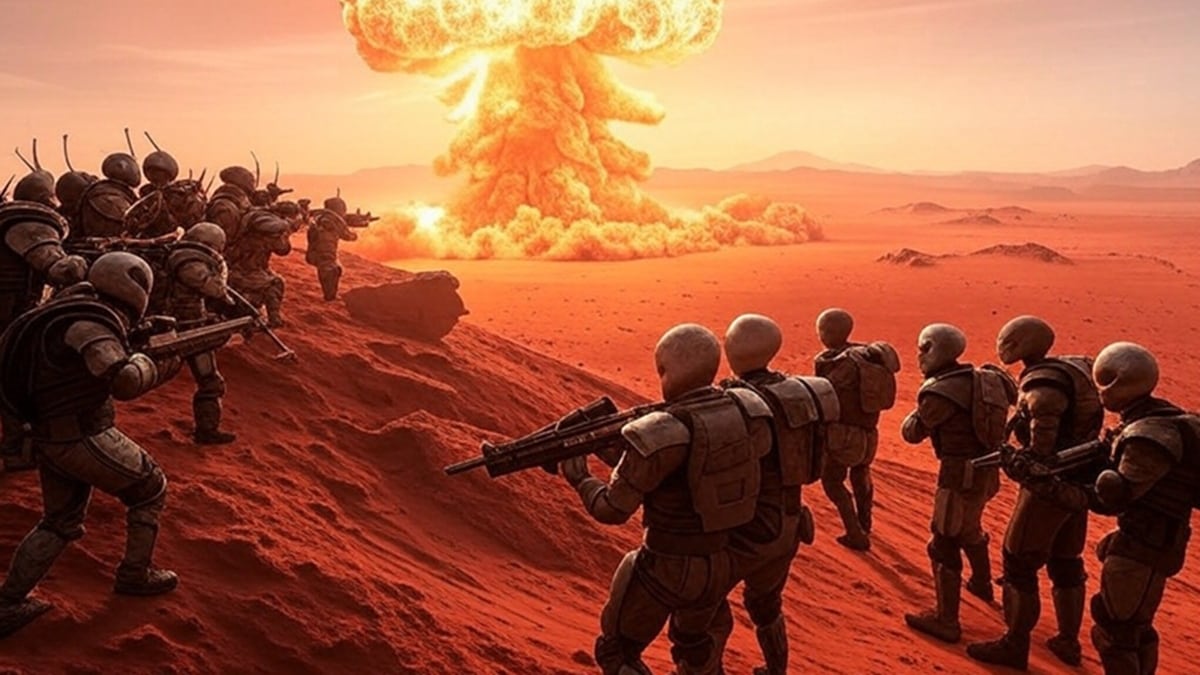 Guerra nuclear en Marte - imagen creada por la IA