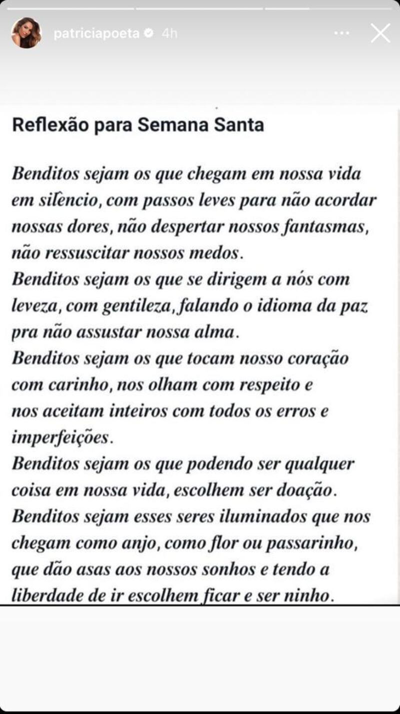 Patrícia Poeta faz desabafo no Instagram