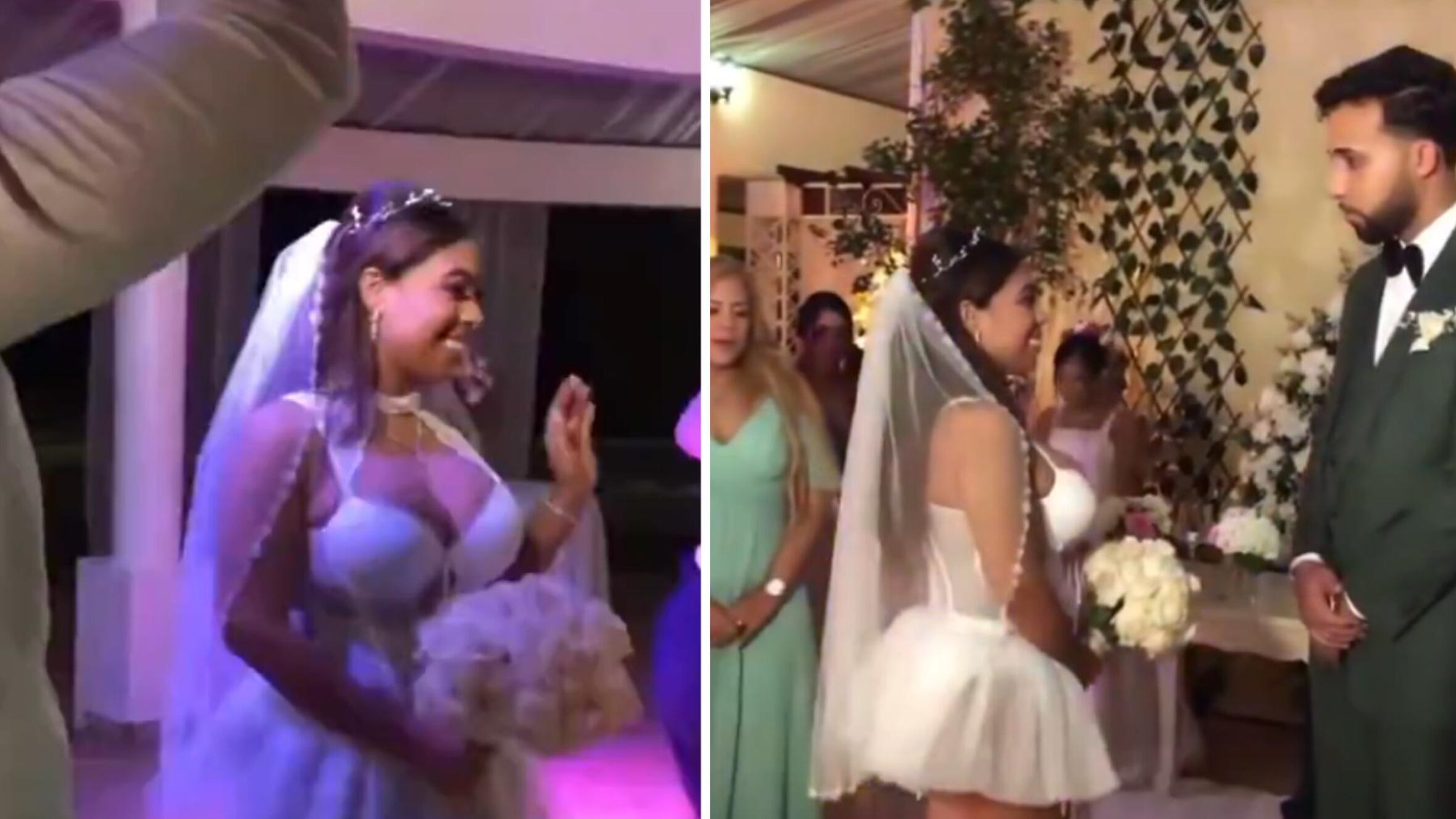 El novio mostró su impresión al verla