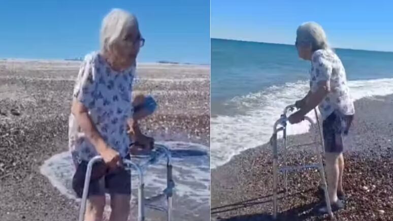 Idosa de 87 anos realiza sonho e vê o mar pela primeira vez com netos