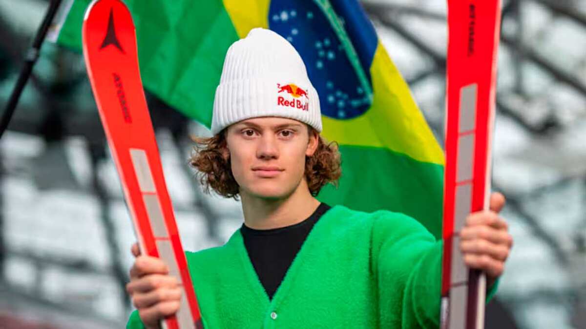 Brasileiro Lucas Pinheiro Braathen disputou a prova de slalom gigante