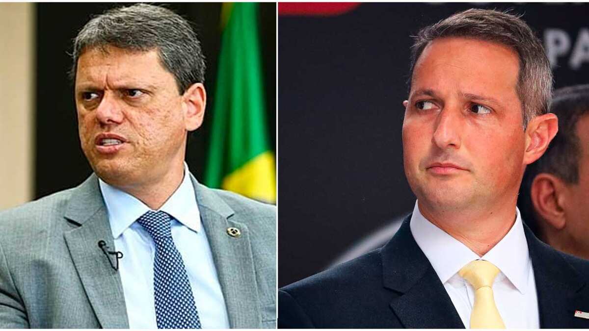 Governador TArcísio Freitas e secretário Guilherme Derrite