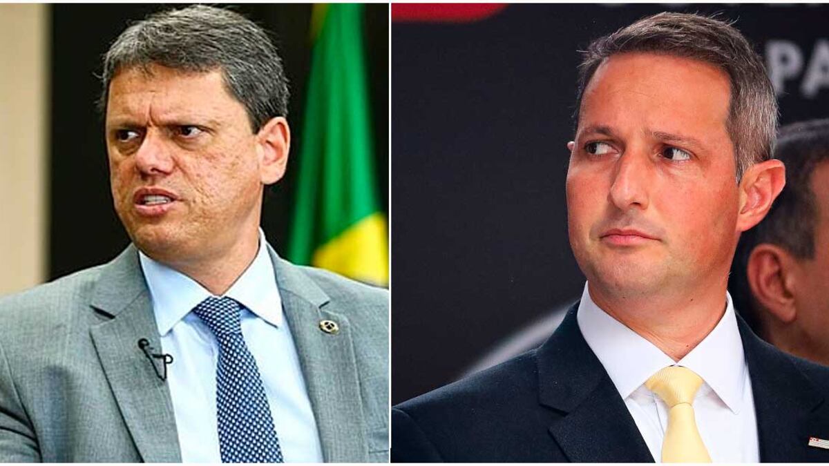 Governador TArcísio Freitas e secretário Guilherme Derrite
