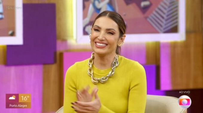 Animada, Patrícia Poeta celebra data comemorativa no Encontro