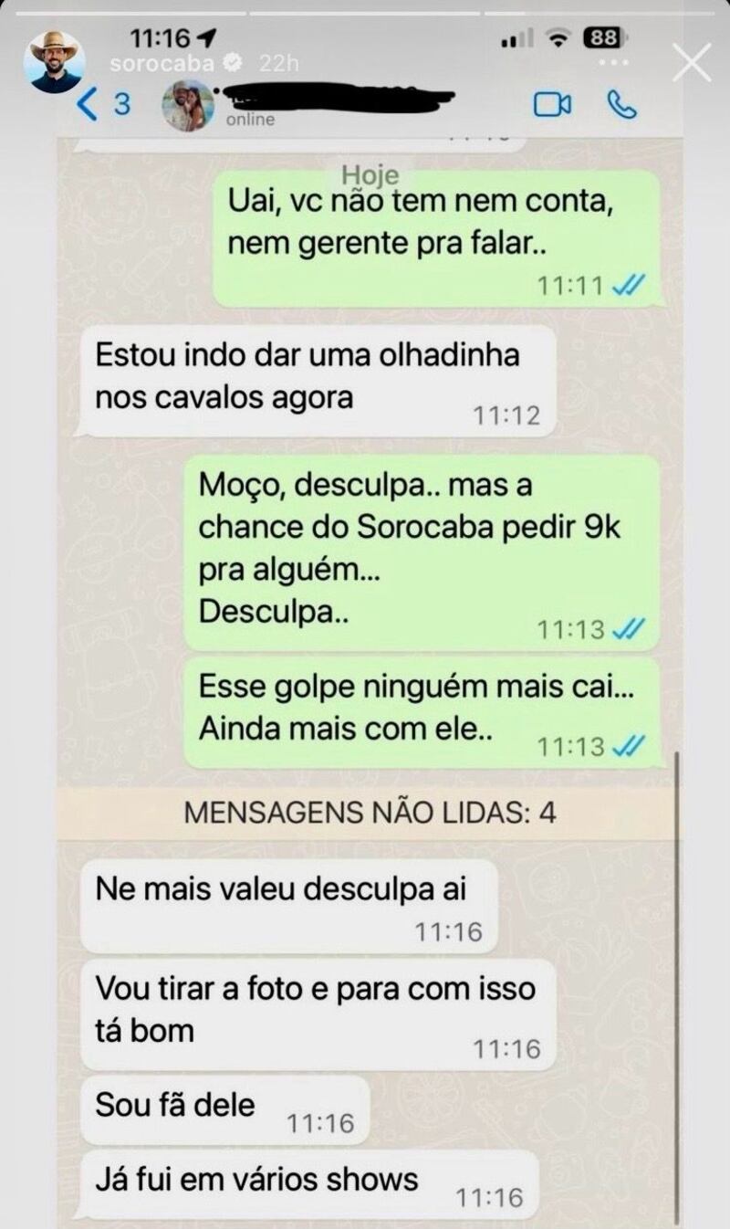 Homem tentou se passar por Sorocaba e aplicar golpe na mãe do cantor