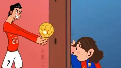 Cristiano Ronaldo y Lionel Messi en caricatura