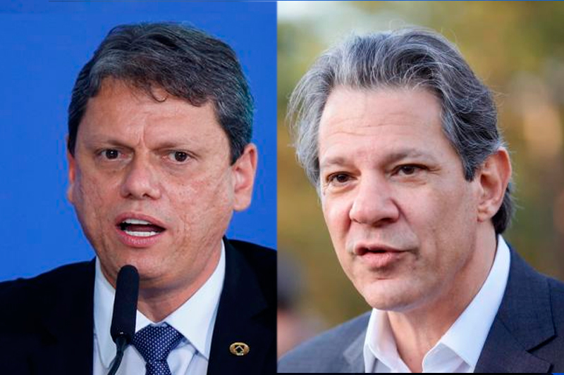 Candidatos do governo de São Paulo Tarcísio (Republicanos) e Fernando Haddad (PT)