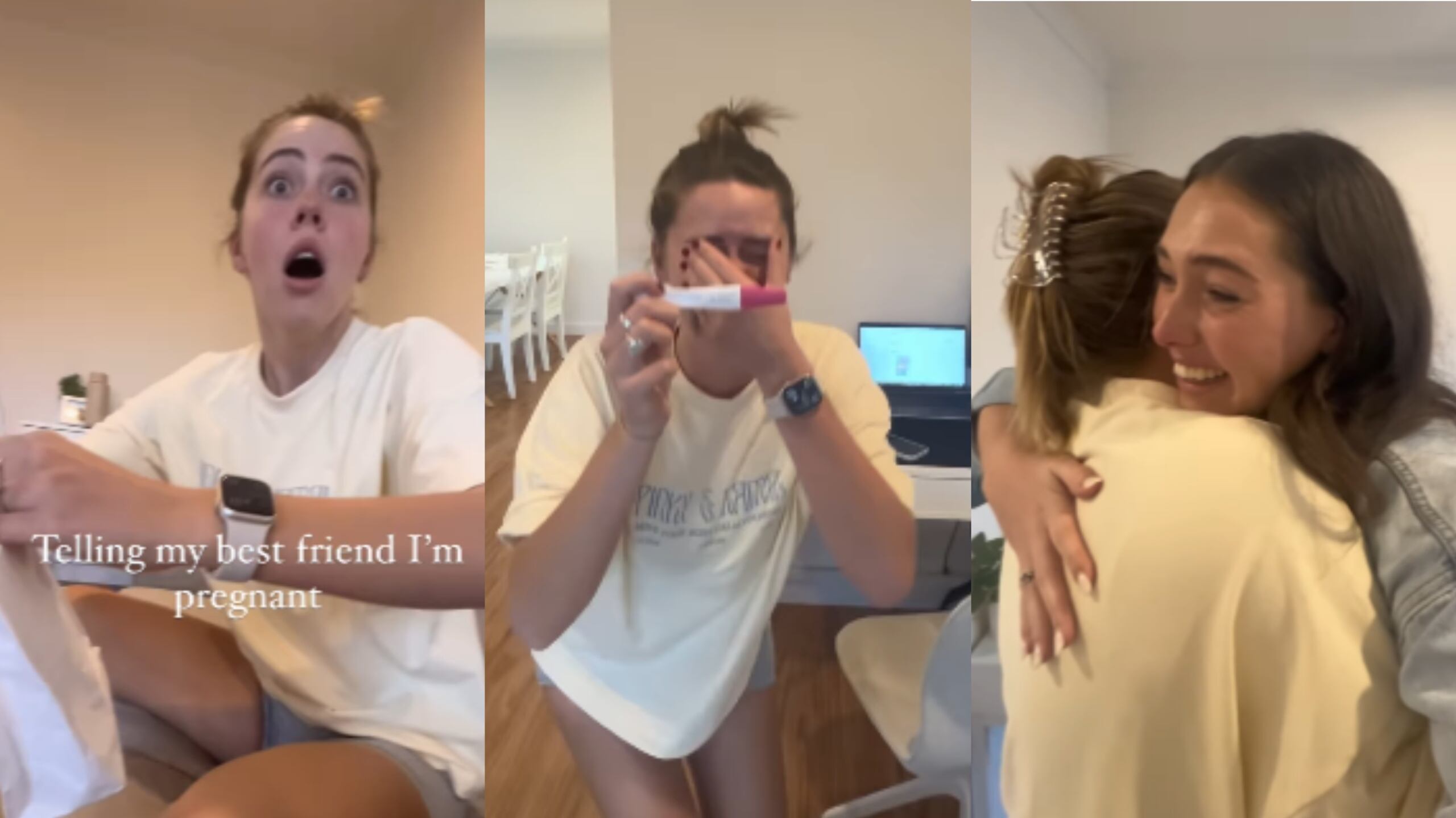 Amigas descobrem ao mesmo tempo que estão grávidas e registro hilário viraliza na web