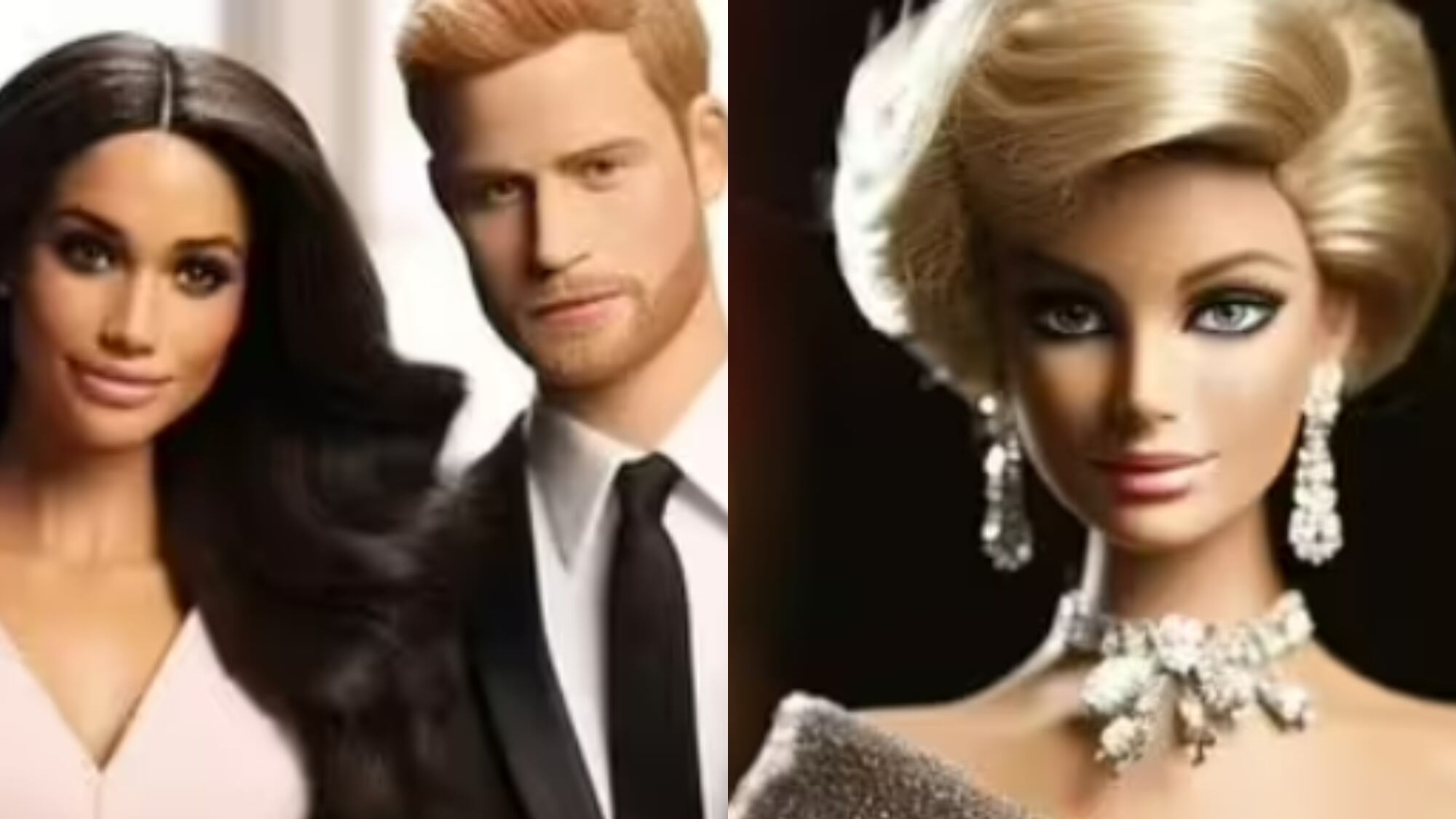 Meghan Markle, príncipe Harry e Lady Di transformados na boneca Barbie