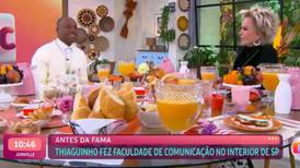 Ana Maria Braga recebe Thiaguinho e comenta biotipo do cantor no começo da carreira: ‘Você não comia bem não?’